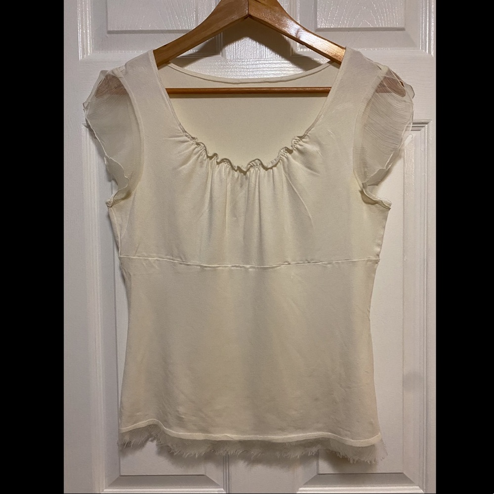 Cream ruffle blouse